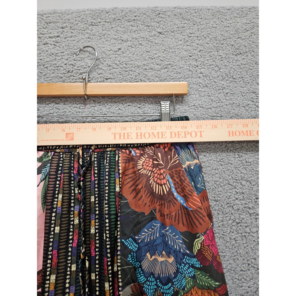 House of Harlow 1960 Wide Leg Pants M Multicolor Floral Patchwork Boho Satin - Picture 5 of 8